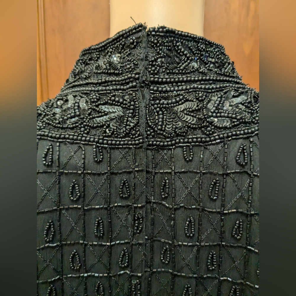 Black Beaded Tank by Papell Boutique Evening Large - Picture 8 of 15
